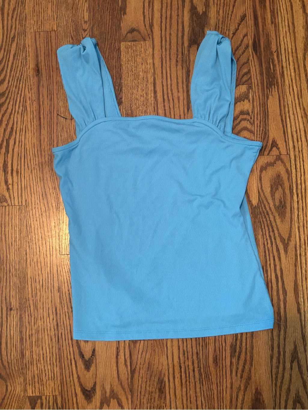 Intempo Bright Cerulean Blue Ribbed Knit Square Neck Tank Top Size Small